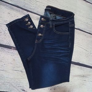 Pasion Fashion Button Ankle Dark Blue Jeans